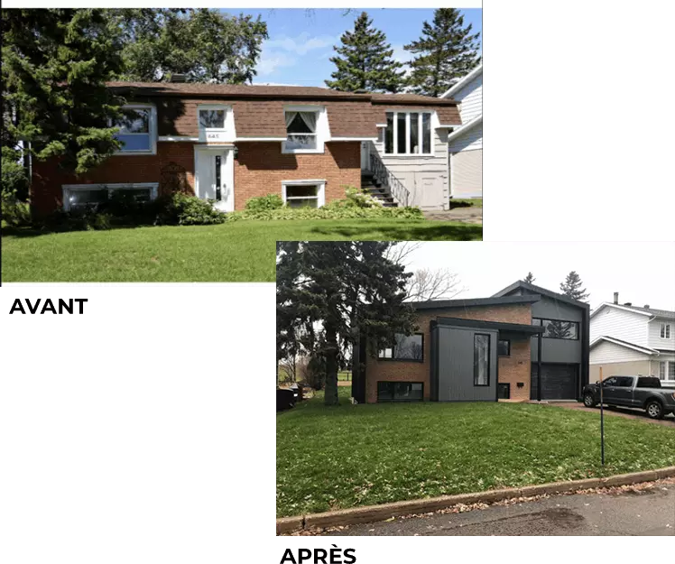 Maison avant et après ajout d’étage par Construction François Côté