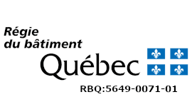 Logo de la Régie du Bâtiment du Québec (RBQ) avec numéro de licence 5649-0071-01